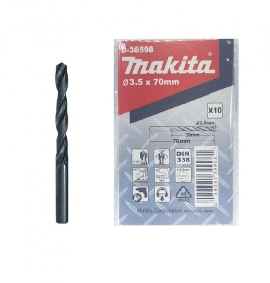 Imagem de Broca Aço/Metal Makita HSS-R 3.5 10Peças D-38598