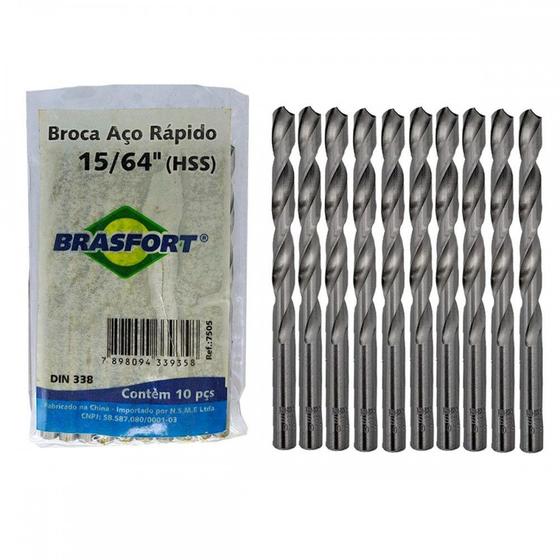 Imagem de Broca Aco Rapido Brasfort   15/64'' - 7505 . / Kit C/ 10 Peças