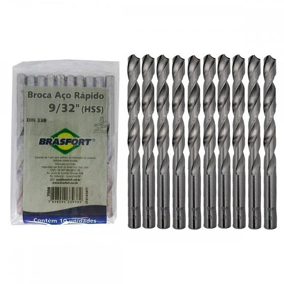 Imagem de Broca Aco Rapido Brasfort   9/32'' - 7508 ./ Kit Com 10 Peças