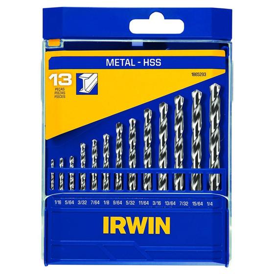 Imagem de Broca aço rápido  IRWIN 1/16 a 1/4" kit com 13 peças