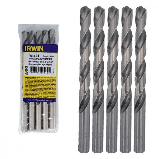 Imagem de Broca Aco Rapido Irwin   5/16" - Kit C/5 Peças