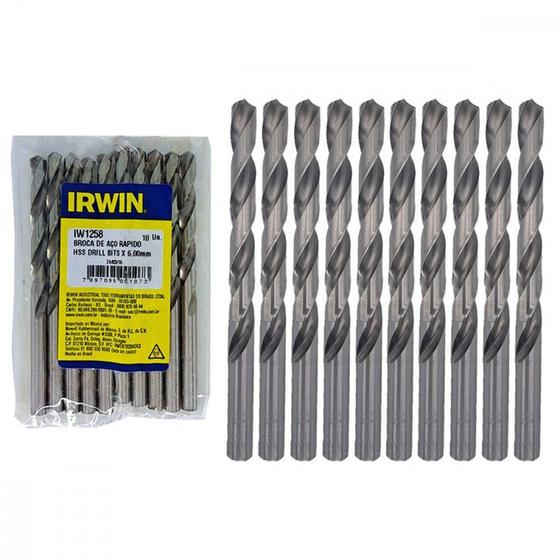 Imagem de Broca Aco Rapido Irwin 6,0 Mm - Kit C/10 Peca