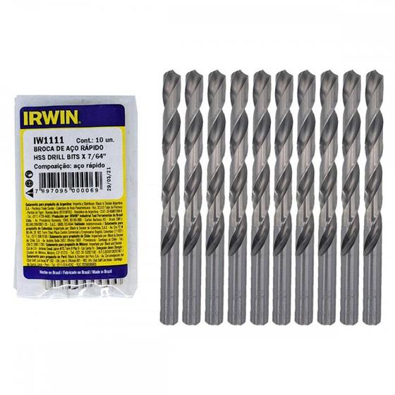 Broca Aco Rapido Irwin 7/64'' . / Kit C/ 10 Peças Menor preço em Broca Aco Rapido Irwin 7/64'' . / Kit C/ 10 Peças