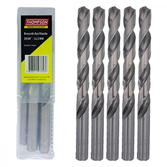 Imagem de Broca Aco Rapido Thompson 11,5Mm-7/16'' - 1341 - Kit C/5 Pecas