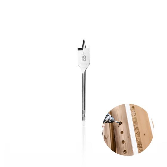 Imagem de Broca Chata de 18 Mm Em Aço Resistente Com Haste Sextavada Para Madeira Mtx