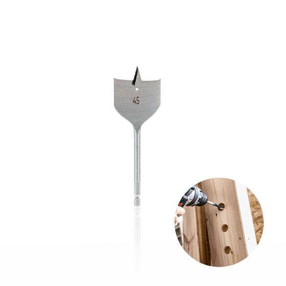 Imagem de Broca Chata de 45 Mm Em Aço Resistente Com Haste Sextavada Para Madeira Mtx