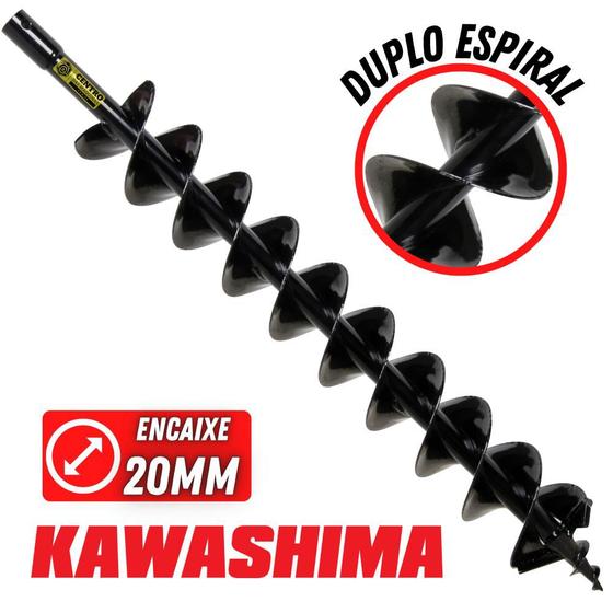 Imagem de Broca Com Ponta Resistente Kawashima Em Ferro Com Espiral Duplo E Lâmina de Vídia 800mm x 100mm