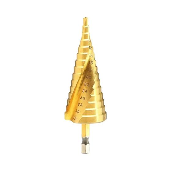 Imagem de Broca de Passo Hexagonal 1/4" Revestida em Titânio - 4 a 12mm/20mm/32mm - Aço HSS