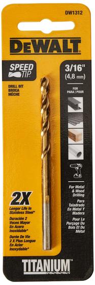 Imagem de Broca DEWALT DW1312 - 3/16" com Revestimento de Nitreto de Titânio