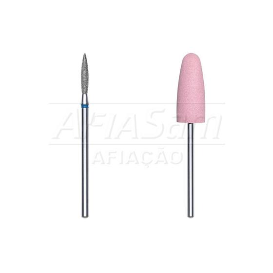 Imagem de Broca Diamantada Chama Azul 1,6mm + Broca De Polimento Ogiva Rosa Unhas