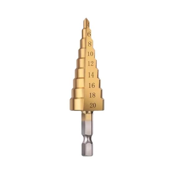 Imagem de Broca Escalonada HSS com Revestimento de Titânio - Haste Hexagonal de 1/4"
