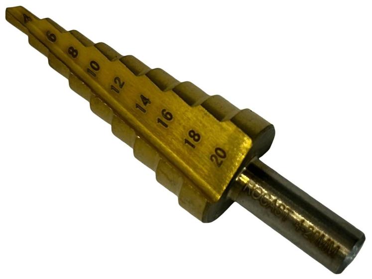 Imagem de Broca Escalonada Revestida Em Titânio Para Metal 4 a 20mm - Rocast