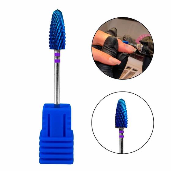 Imagem de Broca M-Blue Flame P Tungstênio Manicure Gel Fibra Vidro