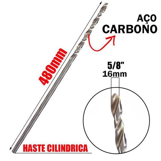 Imagem de Broca para fibrocimento e mourão aço carbono haste longa 480m x 5/8" mtx