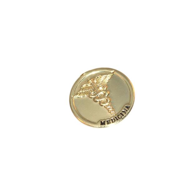 Imagem de Broche Botton Medalha Medicina Enfermagem Folheado Ouro 18k