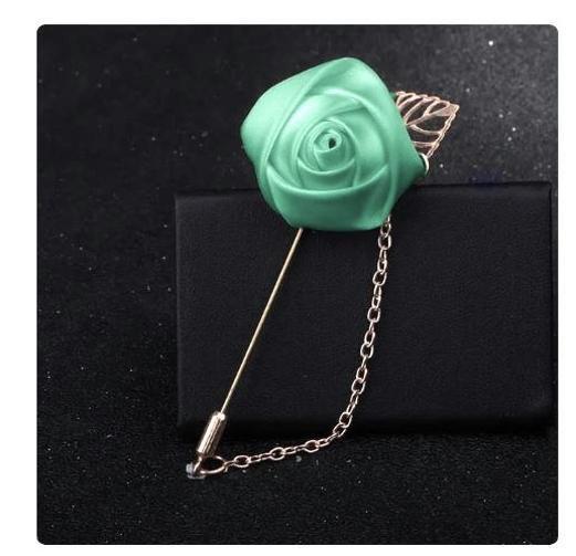 Imagem de Broche de Tecido Casamento Noivo Padrinho Verde Claro 9cm