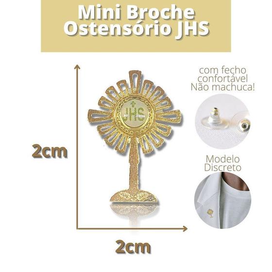 Imagem de Broche Ostensório JHS Pequeno Ministro da Eucaristia 2cm