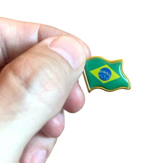 Imagem de Broche Pin Bandeira Brasil Metal Esmaltado Brasileiro Brazil