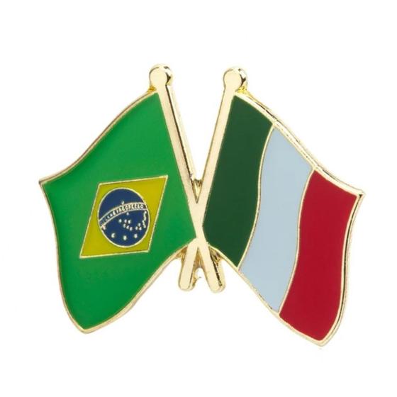 Imagem de Broche Pin Brasil Itália União Países Descendência Italiana