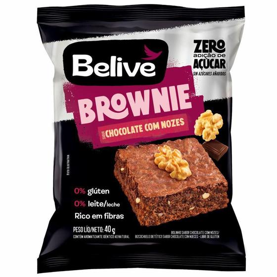 Imagem de Brownie Chocolate Com Nozes Zero Açucar 40G - Belive