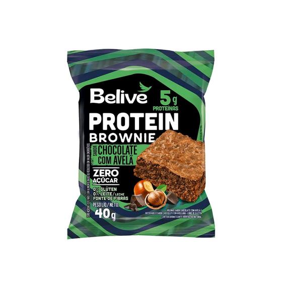 Imagem de Brownie Proteico Chocolate com Avelã Sem Açúcar Sem Glúten Sem Leite Belive 40g