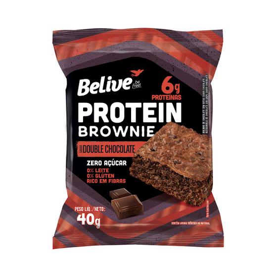 Imagem de Brownie Protein Sem Glúten Zero Açúcar  Double Chocolate  com 10 unidades de 40g - Belive