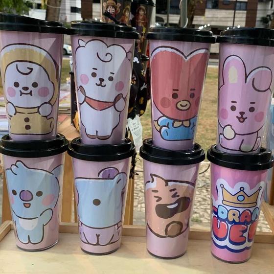 Imagem de BTS - Copo  de Plástico com Tampa BT21  480ml