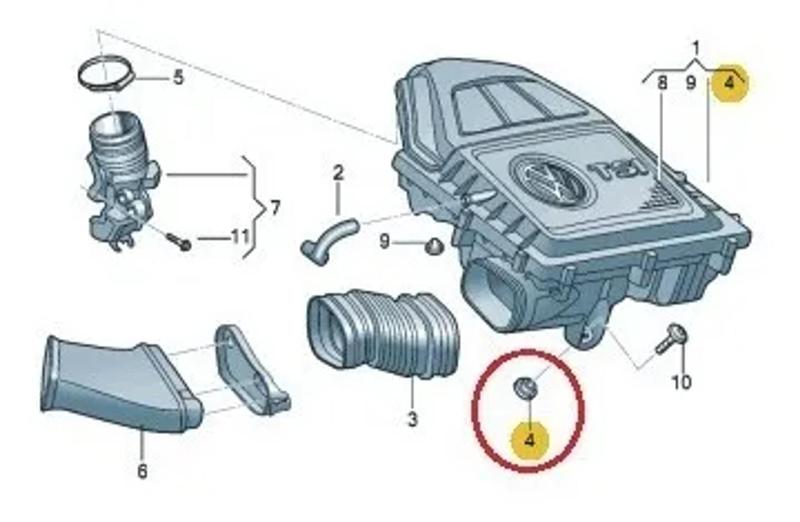 Imagem de Bucha Caixa Filtro Do Ar VW Audi A3 MPI 2003/2020 - Audi A5 MPI 2001/2004 - Amarok 2010/2020