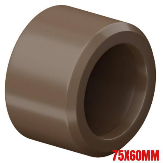 Imagem de Bucha De Redução Soldável Curta PVC Marrom Para Tubo Água Fria De 2.1/2x2” Polegadas 75x60mm Tigre