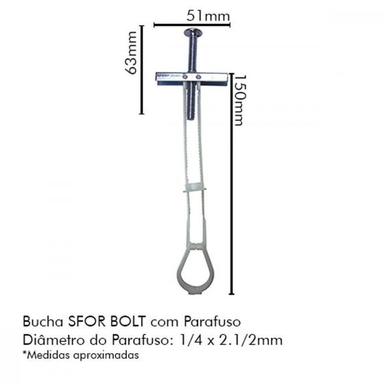 Imagem de Bucha Drywall Sforbolt 1/4 C/100 C/Par