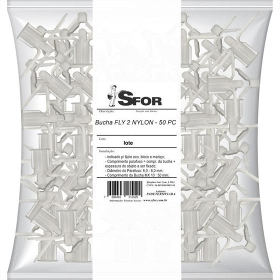 Imagem de Bucha Fixacao Sforplast Gesso Nylon 04 A 16 50 Pecas Numero 2 86