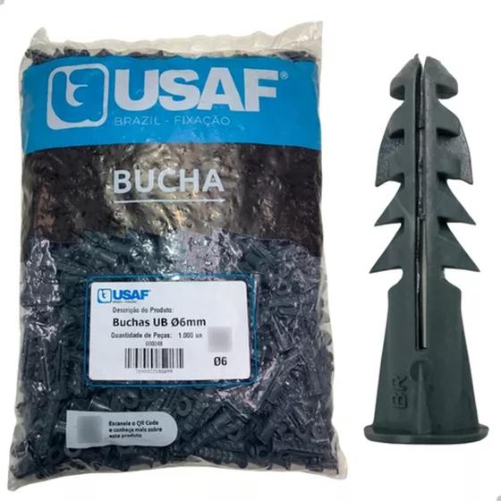 Imagem de Bucha Ub 6mm Usaf Com 1000 Uni Concreto Tijolo