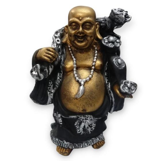 Imagem de Buda Chinês da Fortuna - Roupa Preta c/ Pele Ouro