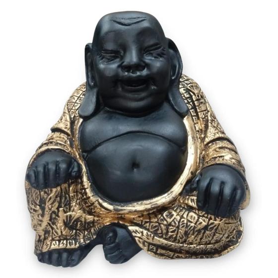 Imagem de Buda Chinês Sentado - Roupa Ouro c/ Pele Negra