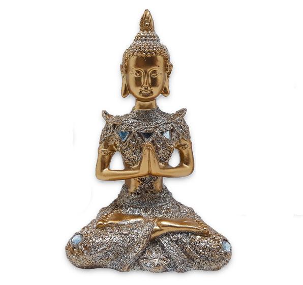 Imagem de Buda da Reflexão Yoga Rezando Buda Gold Brilhante 12 cm