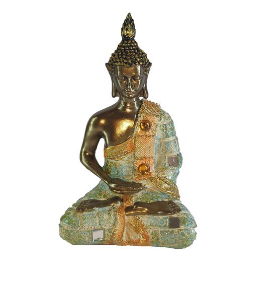 Imagem de Buda Hindu Estatua Resina Decoração 14,5cm  Dourado-Azul Claro