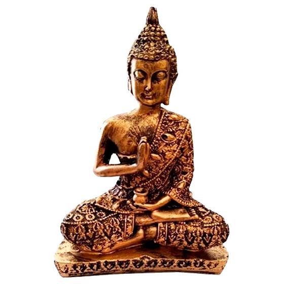 Imagem de Buda Hindu Iluminado Chakras Feng Shui Decor - Dourado Gold