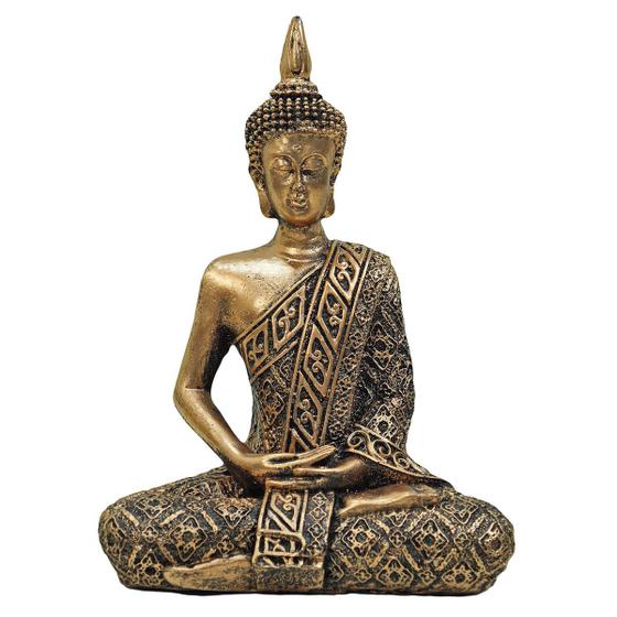 Imagem de Buda Hindu Tailandês Deus Prosperidade Riqueza Resina 20 cm