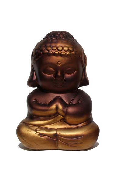 Imagem de Buda Hindu Tibetano Tailandês Dourado Em Cerâmica com 17cm