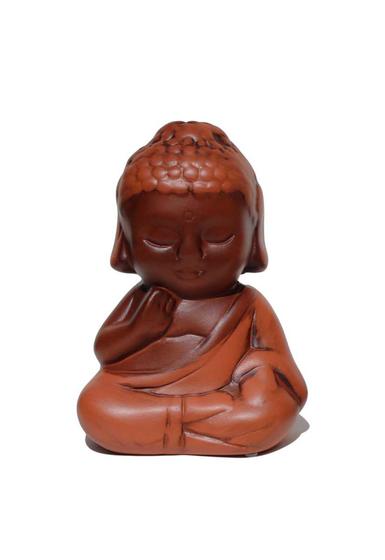 Imagem de Buda Hindu Tibetano Tailandês Marrom Em Cerâmica com 17cm