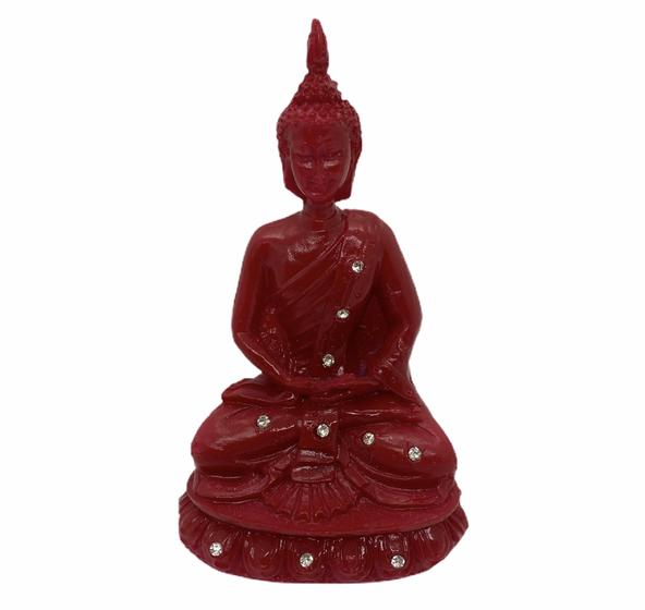 Imagem de Buda Meditando 13 Cm Vermelho Em Resina