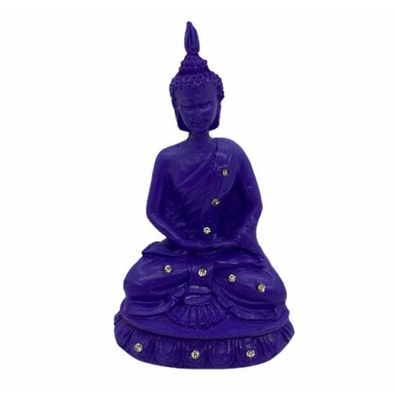 Imagem de Buda Meditando Roxo Em Resina 12 Cm