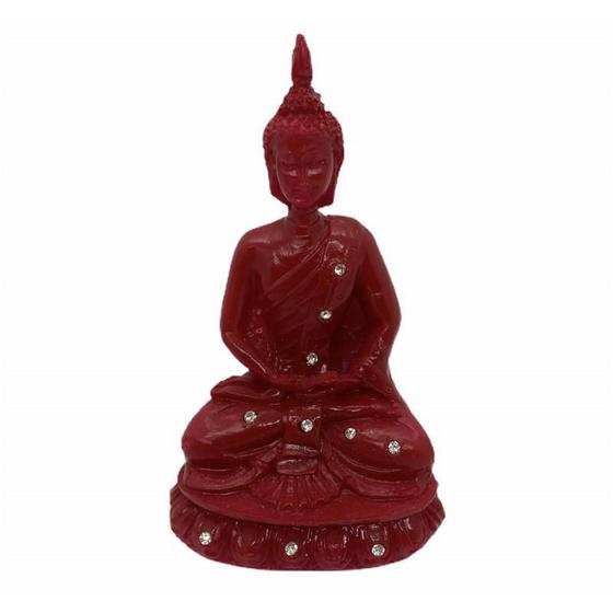 Imagem de Buda Meditando Vermelho Em Resina 12 Cm
