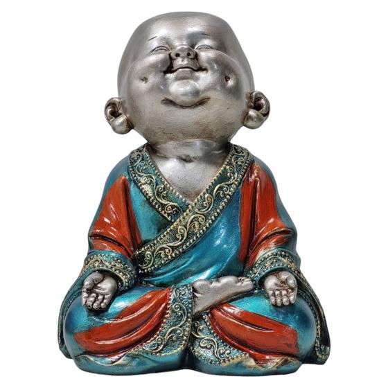 Imagem de Buda Sorridente Estátua Monge Chinês Enfeite Zen Decorativo 