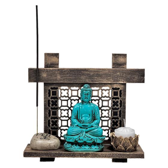 Imagem de Buda Turquesa Incenso Pedra Japonesa Amor Esperança Vida Paz