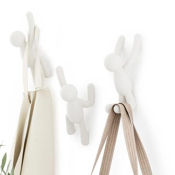 Imagem de Buddy Conjunto Cabideiros de Parede 3 Peças Branco UMBRA