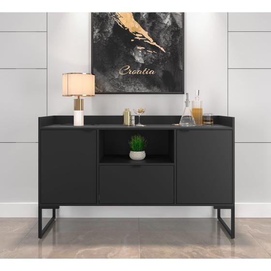 Buffet Aparador 135cm 2 Portas 1 Gaveta 1 Nicho Iron Espresso Móveis Menor preço em Buffet Aparador 135cm 2 Portas 1 Gaveta 1 Nicho Iron Espresso Móveis