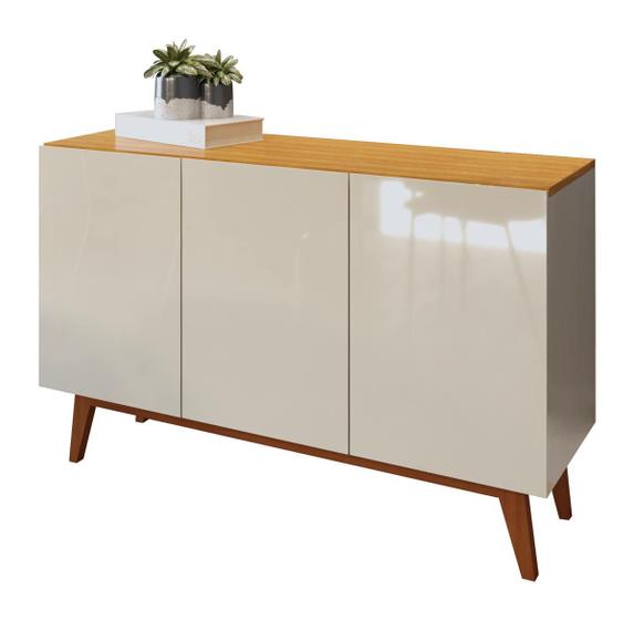 Imagem de Buffet Aparador Ares 3 Portas Off White com Nature - MoveisAqui