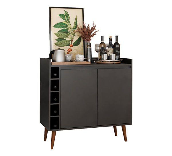Buffet Aparador com adega retrô Estilo Wine com duas portas - Preto Menor preço em Buffet Aparador com adega retrô Estilo Wine com duas portas - Preto