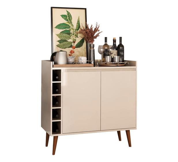 Imagem de Buffet Aparador com Adega Retrô Wine 2 Portas Off White - MoveisAqui